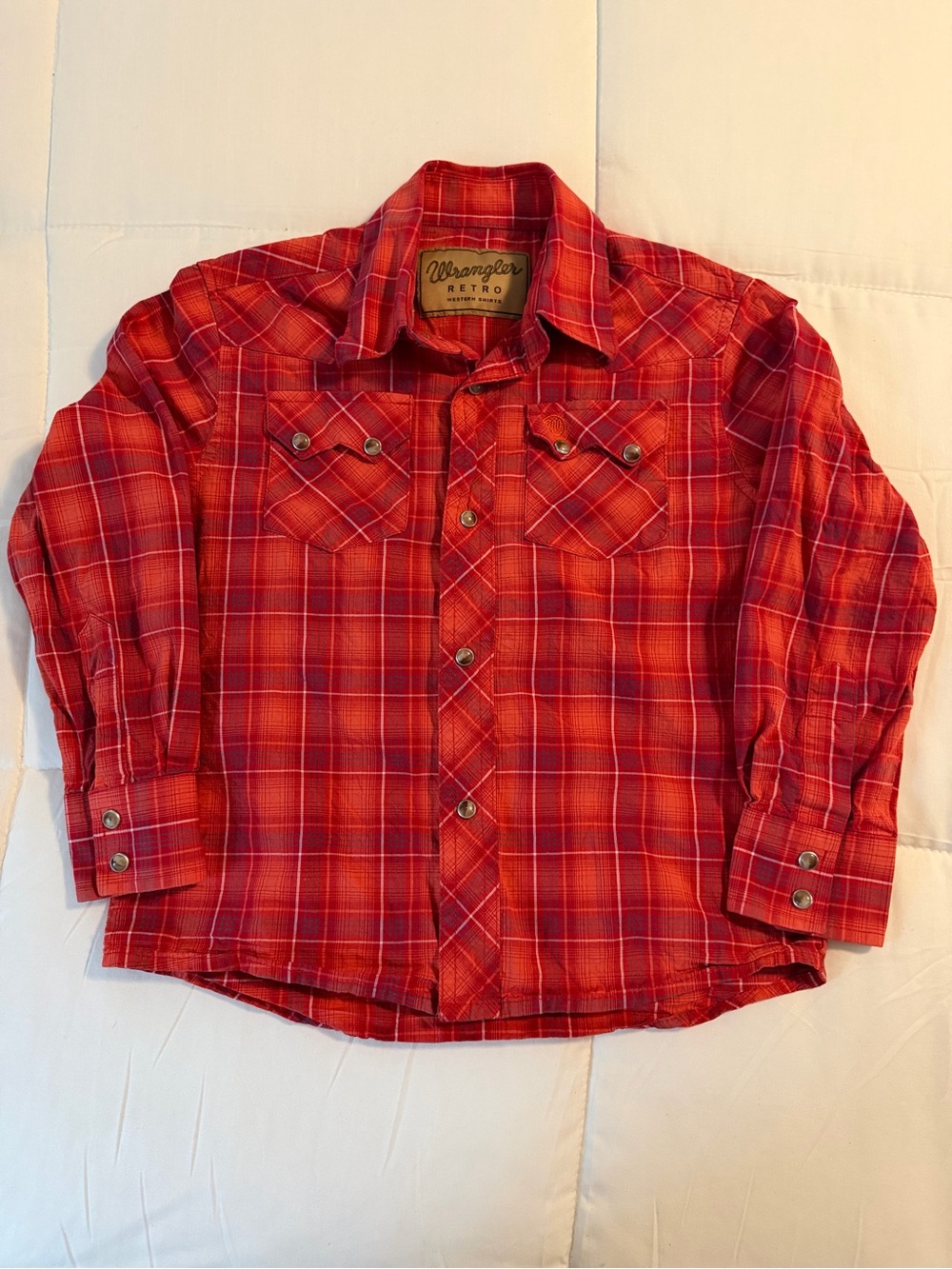 Wrangler Retro Boys Red Plaid Button-Down Shirt